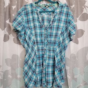 Plaid torrid button top
